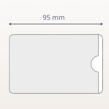 Kieszeń samoprzylepna na wizytówki pionowa 60x95 mm – widok z góry z wymiarami